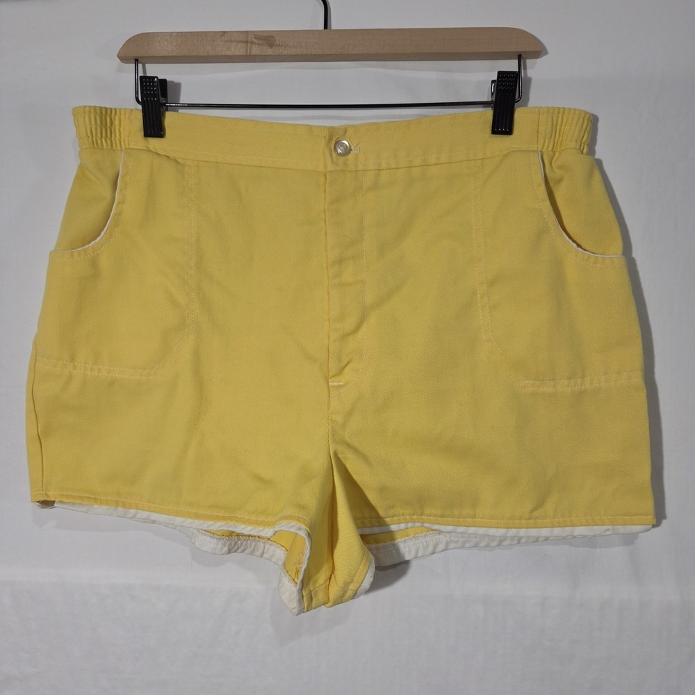 Vtg 70s Gator Of Florida Shorts Hot Pants 34" Yellow Hoochie Daddy Piping Retro